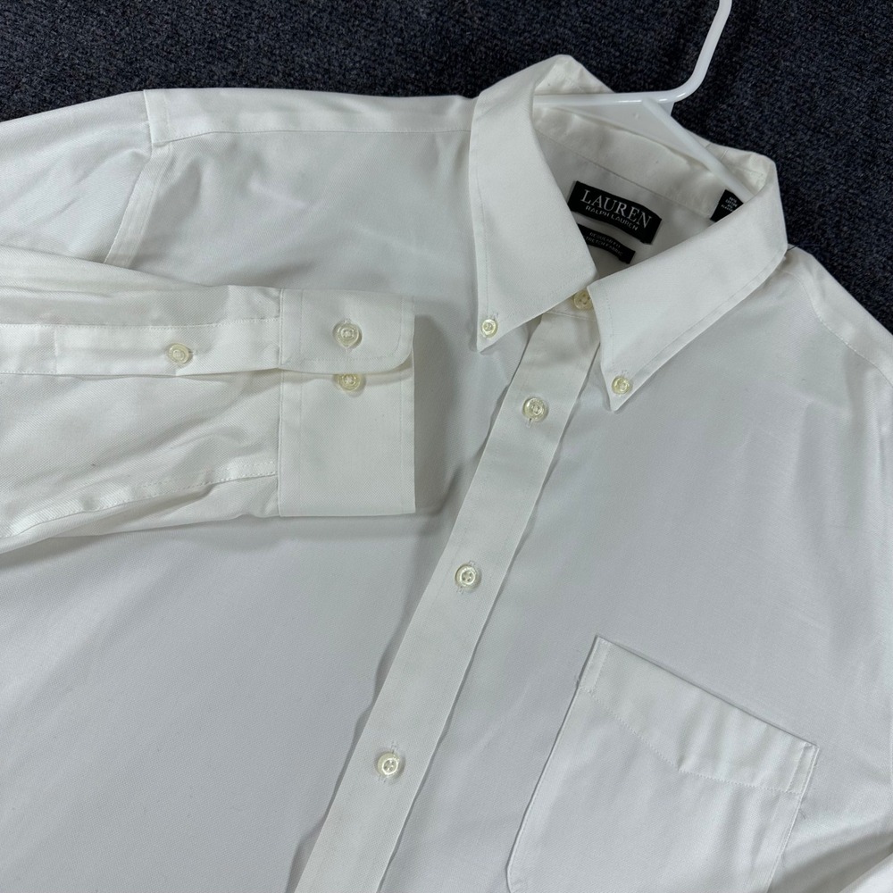 Lauren Ralph Lauren Dress Shirt Mens XL Extra Large White Regular Fit Stretch